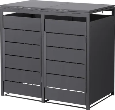 Produktbild von ML-Design Mülltonnenbox 2er, Mülltonnenverkleidung für 2 Tonne, 240L, 132x80x120 cm, Anthrazit, aus Stahl, wetterfest, Müllbox mit Klappdeckel und Tür