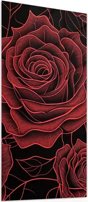 Produktbild von Glasbild 55x110cm in XXL für Wohnzimmer, Schlafzimmer Motiv Rosenmuster Schwarz