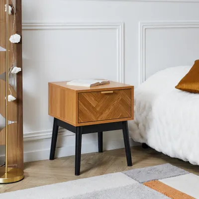 Image de Chevet - HOME DECO FACTORY - Félix - Élégant - Moderne - Marron et Noir