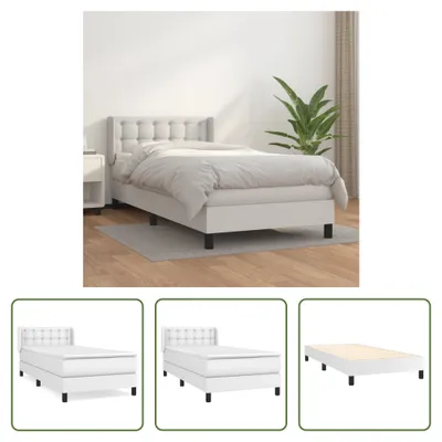 Produktbild von The Living Store Boxspringbett mit Matratze Weiß 90x190 cm Kunstleder