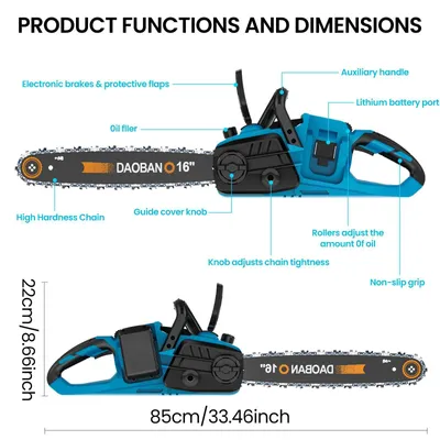 Produktbild von Kettensäge - Akku Motorsäge handgeführt - 40 cm Schwertlänge - 3500 W bürstenloser Motor - Kabellose Gartensäge für Holzschnitt - Mit 2 Akkus