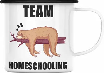 Produktbild von Trendation - Lustige Emaille Tasse mit Spruch Faultier Geschenk Lehrer Lehrerin Homeschooling (Schwarz)
