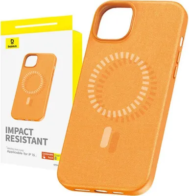 Zdjęcie produktu dla Baseus Fauxther, Pokrowiec, Apple, iPhone 15, 15,5 cm (6.1"), Pomarańczowy