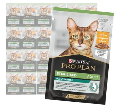 Produktbild von Purina Pro Plan Adult Sterilised Maintenance 24x85g Katzenfutter Hähnchen Sauce