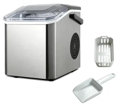 Imagen del producto de Máquina para hacer hielo, diseño compacto, producción rápida de hielo, enchufe europeo