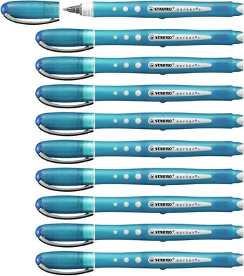 Obrázek produktu pro STABILO worker+ colorful, Jednoduchá propiska, Modrá, Modrá, 0,5 mm, Pro praváky i leváky, 10 mm