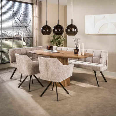 Produktbild von Hoyz Collection – Essbänke Raster – Beige – 150 x 230 x 81 cm