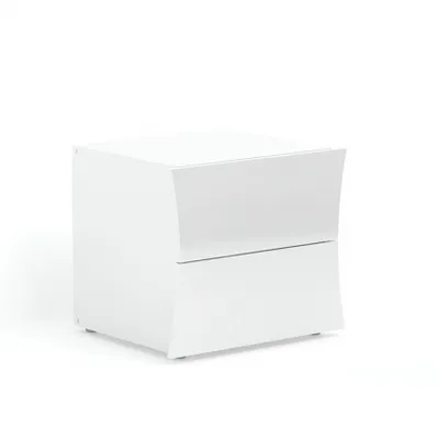 Image de Table de nuit design blanc brillant, 2 tiroirs, chambre à coucher, Arco Smart