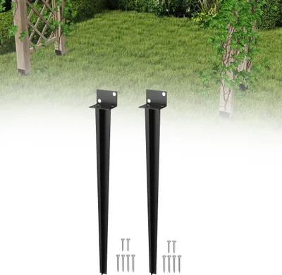 Obrázok produktu pre LZQ zemniaca zásuvka pre drevený stĺpik 60 x 700 mm, podpera stĺpika v tvare L - čierna lakovaná, záhradná zemniaca zásuvka, 2 kusy