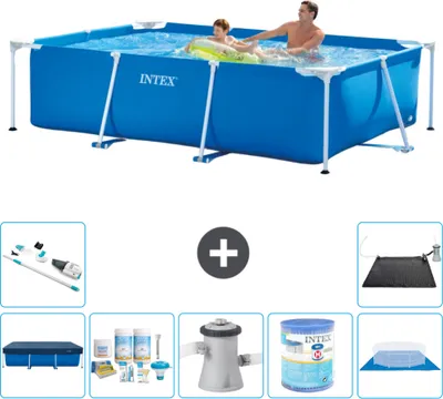 Immagine prodotto di Piscina Intex con struttura rettangolare - 260 x 160 x 65 cm - blu - include telo di copertura - pacchetto di manutenzione - pompa filtro per piscina - filtro - telo di fondo - aspirapolvere
