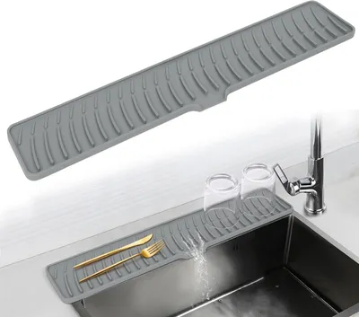Produktbild von Silikon Abtropfmatte für die Küche, rutschfest und hitzebeständig, 60 cm (Grau, BPA-frei)