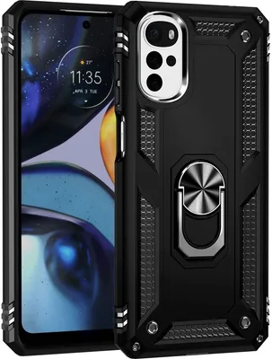 Produktbild von Mobigear Armor Ring  Motorola Moto G22 Hülle Hardcase Backcover Stoßfest mit Ringhalter - Schwarz