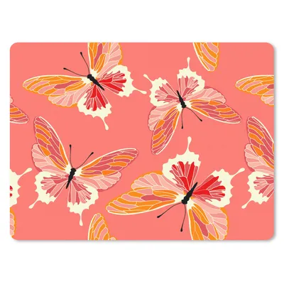 Produktbild von MuchoWow® Mauspad Mousepad Schmetterlinge - Muster - Rosa 40x30 cm - Mousepads - Maus Mat - Pad - Mausunterlage - Anti Rutsch