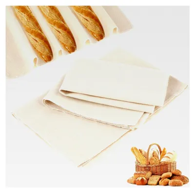 Produktbild von 2 Stück Teigtuch aus Naturleinen für das Brotbacken, 48 x 36 cm