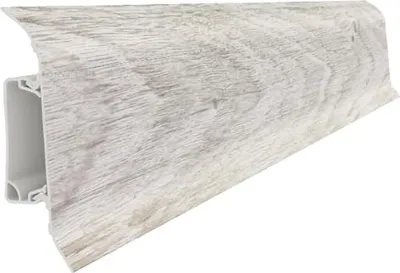 Produktbild von VILO IZZI PVC Sockelleiste 250 cm (55x20 mm) – 1 Stück – Wasserfeste Fußleiste mit Kabelkanal & flexiblen Kanten – Milch-Eiche Nachbildung modern & robust