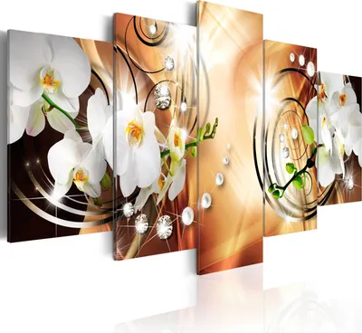 Produktbild von Leinwandbilder 200x100 cm b-A-0257-b-o Vlies Leinwandbild 5 tlg Kunstdruck modern Wandbilder XXL Wanddekoration Design Wand Bild ABSTRAKT BLUMEN ORCHIDEE