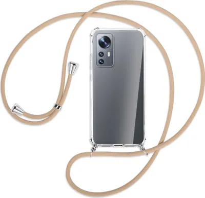 Produktbild von Handykette Backcover-Schutzhülle mit Band (Metall silberfarben) für Xiaomi 12 - beige