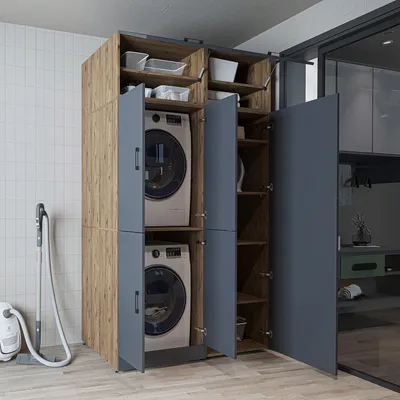 Immagine prodotto di Roomart DORA-II: mobile da appoggio per lavatrice, larghezza 130 cm, rovere antracite
