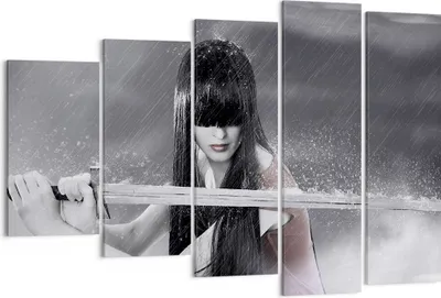 Produktbild von Bild auf Leinwand - Leinwandbild - Frau Aggression Schwert - 150x100cm - Wand Bild - Wanddeko - Leinwanddruck - Bilder - Kunstdruck - Wanddekoration - Leinwand bilder - Wandkunst - EG150x100-2261