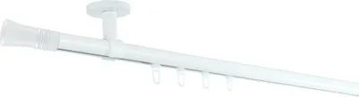 Produktbild von SN Deco Gardinenstange Innenlauf Lyon, 19 mm, 1-läufig, Stahl, Komplett-Set mit Ringen, Profildeckentrager, 480 cm, weiß