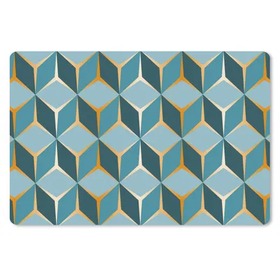 Produktbild von MuchoWow® Schreibtischunterlage Gold - Blau - Muster 60x40 cm - XXL Mauspad - Großes Mauspad