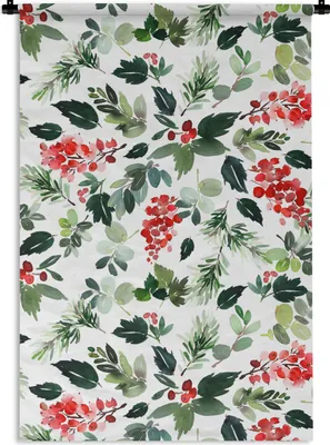Produktbild von MuchoWow® Wandteppich Wandbehang Pflanzen - Beeren - Muster 120x180 cm Tapisserie Dekoration Wandtuch - Schlafzimmer - Dekorationen für das Haus