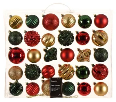 Produktbild von Weihnachtskugeln aus Kunststoff, 30 Stück, traditionell