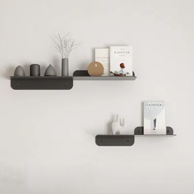 Produktbild von Famanu Wandregal Set von 2 - Schwarz, Metall, 30/40 cm