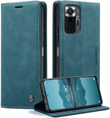 Image de CaseMe Xiaomi Redmi Note 10 Pro/Note 10 Pro Max Housse en cuir à rabat bleu-vert