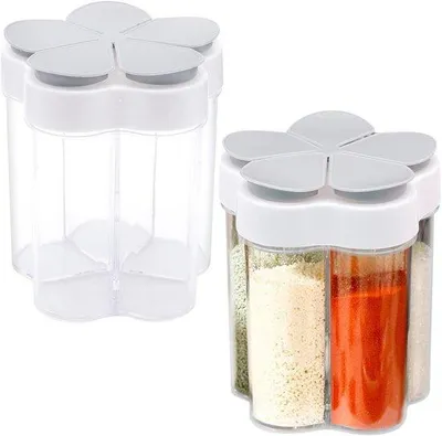 Produktbild von 2 Kunststoff Kräuterdöschen 5-fach Transparenter Kräutermischer für Gewürze, Salz, Pfeffer, BBQ, Picknick, Reisen, Camping-Küche Pfeffermischer