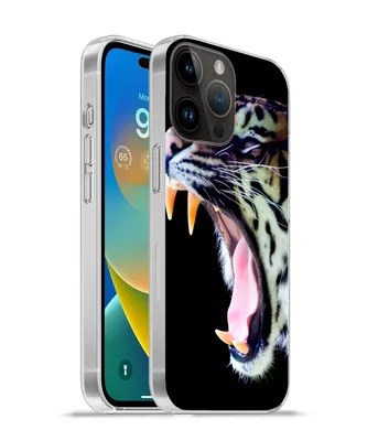 Produktbild von MuchoWow® Handyhülle Schutzhülle Hülle für Apple iPhone 14 Pro - Softcase Brüllender Tiger auf schwarzem Hintergrund Silikon Softcase Handy Hülle