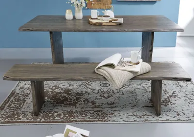 Produktbild von MASSIVMOEBEL24 Baumbank Akazie 200x38x45 grau lackiert PURE ACACIA #419