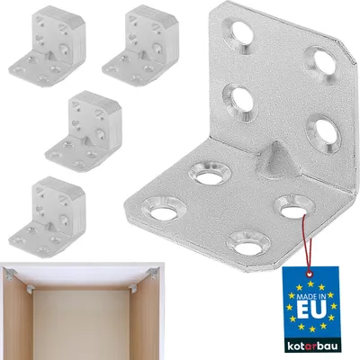 Obrázek produktu pro KOTARBAU® Sada 50 rohových spojovacích prvků 30 x 30 x 1,5 mm s žebry Katétr z konstrukční oceli Montážní otvory Nábytkové spojovací prvky Pozinkované Spojovací prvky z těžkého dřeva Montážní katétr