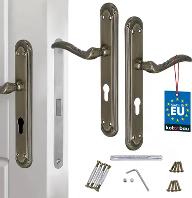 Produktbild von KOTARBAU® Türgriff Türschloss 72 mm PZ Türbeschlag ZnAl Langschild Türgriffe Türdrückergarnitur Innentüren lange Rosette Drückergarnitur Türbeschlag Türdrücker Türklinke dekoriert patiniert