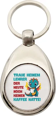 Produktbild von Huuraa Schlüsselanhänger Lehrer trauen noch keinen Kaffee hatte Metall Schlüsselring Einkaufswagenchip Geschenkidee