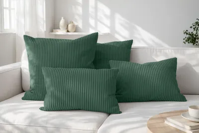Produktbild von Amilian Dekokissen 4er Set mit Füllung, Cord-Optik, 40x40 & 35x45 cm - Schattenwald
