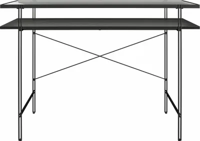 Produktbild von Computertisch >Ælva< Glas / Metall matt Schwarz - 108x74x49cm (BxHxT)
