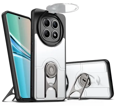 Image de Coque pour Xiaomi Redmi Note 15 5G/4G avec protection pour l'appareil photo et support anneau, coque hybride antichoc, couleur argent