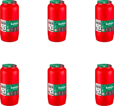 Obrázok produktu pre Bolsius - Pamätné svetlo - Bez veka - Červené - 100 hodín horenia - Hodnotné balenie - 6 kusov