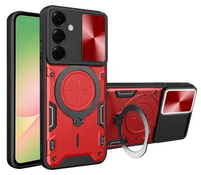 Produktbild von Handyhülle mit CamShield für Galaxy A57 5G, Techsuit CamGuard Pro, Rot und Schwarz