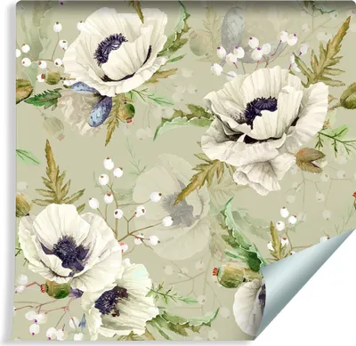 Produktbild von 10m VLIES TAPETE Rolle Natur Aquarell Maohnblummen BLUMEN XXL