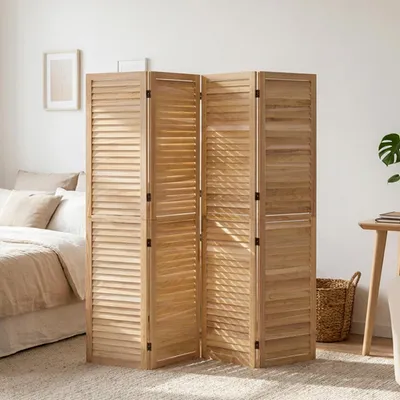 Produktbild von Homestyle4u Paravent Raumteiler 4 teilig Holz Natur Vintage Höhe 170 Indoor