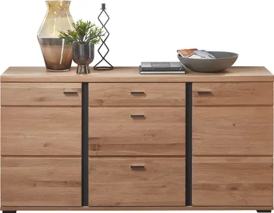 Produktbild von Sideboard mit Esche Massivholzfront STAVEN-36 mit Absetzungen in schwarz matt, B/H/T ca. 170/86/42 cm