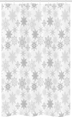 Produktbild von ABAKUHAUS Winter Schmaler Duschvorhang, Aufwändige Eiskristalle, Badezimmer Deko Set aus Stoff mit Haken, 120 x 180 cm, Grau Weiß Grau