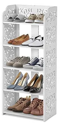 Produktbild von Schuhregal schmal 5 Ebenen Kunststoff Weiß 40x23x90 cm