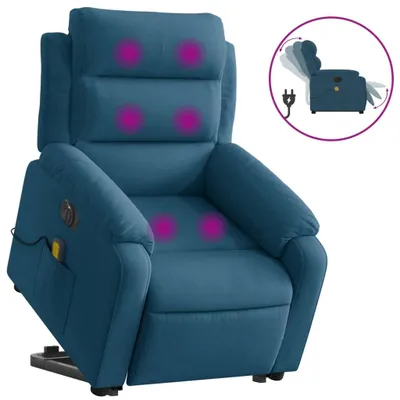 Immagine prodotto di Poltrona Alzapersona Massaggi Elettrica Reclinabile Blu Velluto
