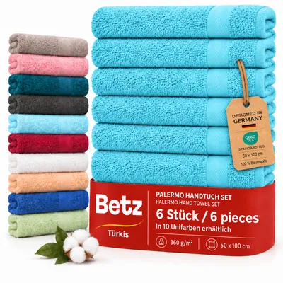 Produktbild von Betz Handtuch Set Palermo – 6er Pack Handtücher 50x100 cm – 100% Baumwolle, Handtücher für Bad, Gäste & Alltag – hochwertige Qualität- Farbe türkis