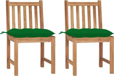 Produktbild von Gartenstühle 2 Stk. mit Kissen Massivholz Teak