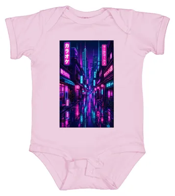 Produktbild von Cyberpunk Tokyo City Nacht Neon Japanische Gasse Japan Y2K Vaporwave Baby Body, Pink, 0/3