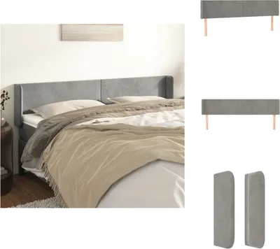 Produktbild von vidaXL Kopfteil mit Ohren Hellgrau 163x16x78/88 cm Samt -  Kopf- & Fußenden